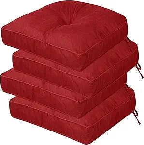 idee-home Outdoor Chair Cushions Set of 4, 5" Thick Outdoor Seat Cushions Waterproof Patio Furniture with Ties, Dining Indoor Chair Pads 19" x 19"