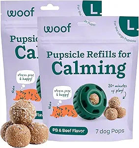 WOOF Pupsicle Refill Pops for Calming - Long-Lasting Refills for The Pupsicle Toy to Promote Calm - Calming Dog Treats - Magnesium for Dogs- Large Pops - 7 Count - 2 Pack