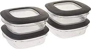 Rubbermaid Premier Food Storage Container, 3 Cup, Grey (4 Pack)