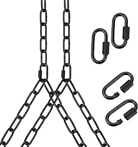 Heavy Duty Porch Swing Hanging Chain Kit (2 Pack) 1500 Lbs Capacity, Up to 7.1ft Length- Rustproof Zinc-Plated, 4 Quick Links & 2 Y-Chain Assemblies, Indoor/Outdoor Hanging Hardware(Black)