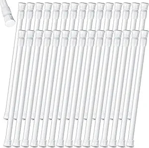 Ripeng 30 Pack Tension Rod Bulk Adjustable 28 to 48 Inch Spring Shower Curtain Rods Expandable White RV Tension Bars Cupboard Bars No Punching for Windows Bathroom Bedroom Kitchen Closet Wardrobes