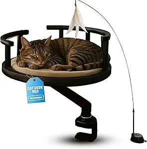 Cat Bed with Memory Foam Cushion Eco-Friendly Wood, Washable Non-Slip Covers  Keeps Your Pet Close While You Work  Modern Cat Furniture