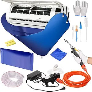 Ac Cleaning Bag with Wall Protection Cloth, 13Pcs Minisplit Cleaning Kit, Split Ac Cleaning Kit with Strong Washing Tool for Fast and Efficient Cleaning