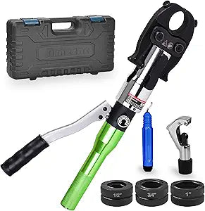 AMZCNC ProPress Tool Copper Tube Fittings Hydraulic Copper Pipe Crimping Tool with 1/2 inch,3/4 inch and 1 inch Jaws Copper Pipe Press Crimpers Pressing Pliers,Suit for Narrow Space and Tee Fittings