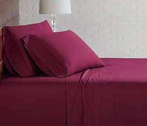 Brooklyn Loom Classic Cotton 200 Thread Count Solid Percale 100% Cotton Deep Pocket Burgundy 3-Piece Twin XL, All Season, Adult Size, Oeko-TEX Certified