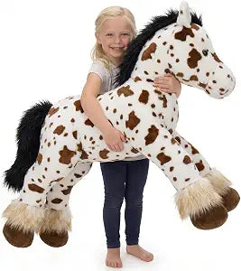 MaoGoLan 47" Giant Horse Stuffed Animal Plush Pillow - Appaloosa Spotted Stuffed Horse Toy for Girl Boy Kid, Ridable Stuffed Pony Spotted Horse Plush for Mother's Day Birthday Gift, Baby Shower Decor