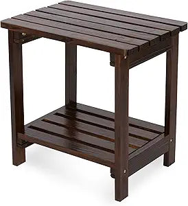 Shine Company Providence Rectangular Solid Wood Table, Outdoor Adirondack Small Patio Table  Burnt Brown