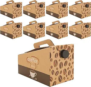 MIVIDE 10PCS Disposable Coffee Dispenser Box, 96oz Coffee To Go Containers with Handle, Insulated Hot Beverage Dispenser, Durable Portable Hot Beverage Dispenser for Catering Supplies, Party, Take Out