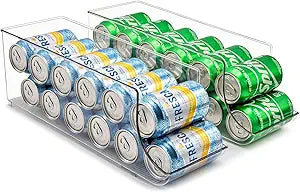 Sorbus Can Dispenser for Refrigerator - 12 Can Fridge organizer Rotation System Rack - Clear Soda Can Organizer for Refrigerator, Freezer & Pantry - Great for Kitchen Organization & Storage (2-Pack)