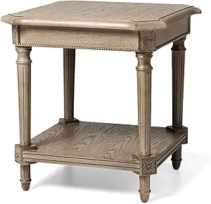 Maven Lane Pullman Multipurpose Traditional Style Tall Square Wooden Side Table and Bedroom Nightstand with Storage in Rustic Antiqued Grey Finish