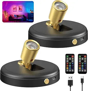 Zetunlo Spot Lights Indoor RGB Spotlight: Rechargeable Color Changing Wireless Uplights Indoor - Plants Tree Artwork Model Picture Display Accent Lighting for Home Decor Homeowners