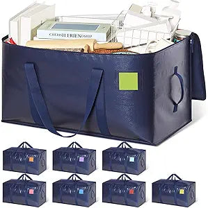 Heavy Duty Moving Bags Extra Large, Premium Storage Bags with Durable Zippers, Reinforced Handles, Moving Supplies for Clothes, Bedding, College Dorm Essentials, 8 Pack Blue