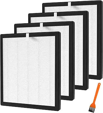 TZ-K2 Air Purifier Replacement Filter, H13 True HEPA & Activated Carbon, Compatible with ToLife TZ-K2 Air Cleaner Γ 4-Pack Filters with Cleaning Brush by MCCKLE