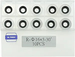 DLtools 5/8"(16mm) Round Tungsten Carbide Insert Replacement Cutters(30 Cutting Angle),for Full and Pro Size Finisher Wood Turning Lathe Tools(Ci0) (10pcs)