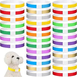 Nezyo 500 Count 18.5 Inch Paper Dog Collars Waterproof Whelping Collars Puppy Newborn Pet ID Bands Paper Pet Tags for Newborn Dog Cat Animal Hospitals(Classic Color)