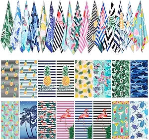 Redbaker 16 Packs 72 x 36 Inches Oversized Mixed Style Beach Towel Bulk Extra Large Pool Towels Set Microfiber Quick Dry Swim Towel Blanket for Women Men Adult Bath Travel(Fresh Colors)