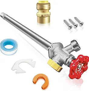 8 inch Anti-Siphon Frost Free Sillcock, No Lead Brass Frost Proof Outdoor Faucet Bib with Backflow Preventer, 1/2" Push-to-Fit Connector X 3/4 Inch Hose Bibb Frost Free Spigot