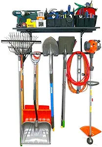 StoreYourBoard Tool Max Garage Storage Rack Shelf  Adjustable Wall Mount Garage Tool Organizer, Heavy Duty Steel Tool Rack with Shelf, Holds up to 300 lbs