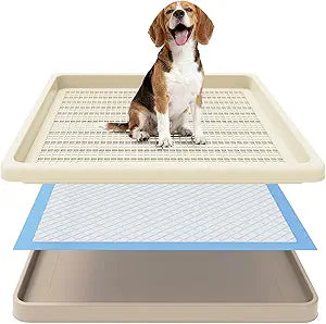 Dog Pee Pad Holder for Small and Medium Dogs, Two-Layer Mesh Dog Potty Tray, Indoor Puppy Pad Holder for Potty Training, Gentle on Paws, Easy-Clean Leak-Resistant Fits 22  22 Inches Pee Pads