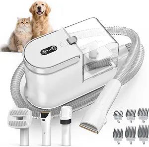Dog Grooming Vacuum, Dog Grooming Kit, 3 Suction Modes Dog Brush Vacuum with 5 Pet Grooming Tools (Ivory)