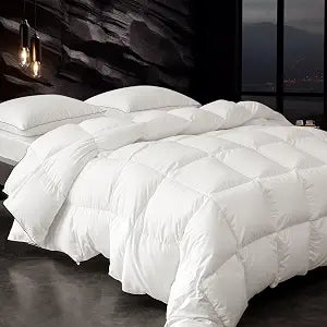 Down Fibers Comforter Queen Size -Ultra Soft Comforter High Fill Power Comforters,Hotel Collection Fully Duvet Insert with Corner Tabs,Expert-Crafted Even Loft(White,90x90)