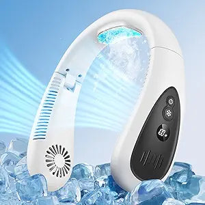 Neck Air Conditioner, 5000mAh Portable Neck Fan with Semiconductor Cooling Airflow Bladeless USB Neck Fans Portable Rechargeable with 3 Speeds, LED Display, Personal Fan for Outdoor Travel Indoor