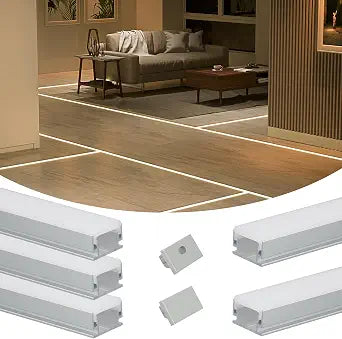 Muzata 5 Pack 3.3FT Floor Silver Recessed LED Channel Milky Diffuser U125