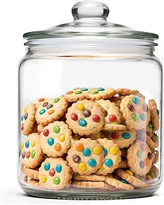 MASTERTOP Large Glass Jar with Lid, Airtight Glass Storage Containers with Lids, Wide Mouth Cookie Candy Jar with Leak Proof Rubber Gasket Lid,1 Gallon Clear Jars for Candies,Dry Food,Snacks