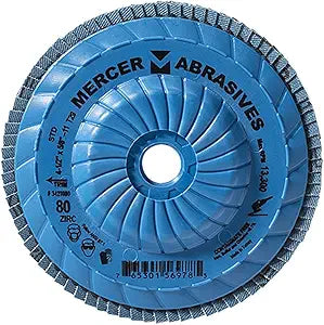 Mercer Industries 342T080-4-1/2" x 5/8"-11 Type 29 Zirconia Standard Density Trimmable FlapDiscs, Grit 80 (10 Pack)