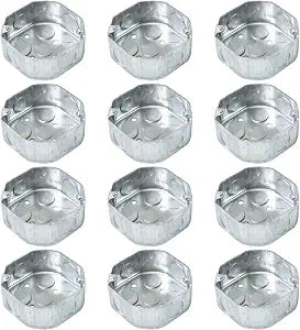 12 Packs Octagon Electrical Box, Raised Ground 1-1/2'' Deep Metal Electrical Box, 3/4" Side Knockouts, Electrical Junction Box, Galvanized