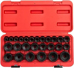 Sunex 2645, 1/2 Inch Drive Impact Socket Set, 26-Piece, Metric, 10mm-36mm, Cr-Mo Alloy Steel, Radius Corner Design, Heavy Duty Storage Case