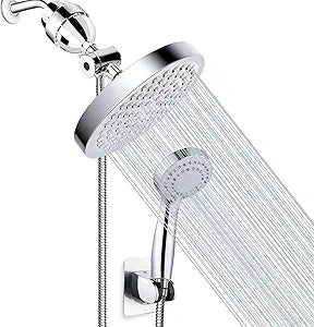 Taiker Filtered Shower Head, High Pressure Rainfall Shower Head/Handheld Shower Filter Combo, Luxury Modern Chrome Plated with 60'' Hose Anti-leak with Holder (Silver)