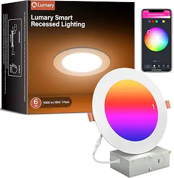 Lumary Smart Recessed Lights 6 Inch, Color Changing LED Downlight 1000LM