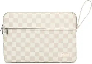 Khaki Checkered Pattern 13 inch Canvas Laptop Sleeve with Pocket 13 inch 13.3 inch Laptop 13 case13 Sleeve