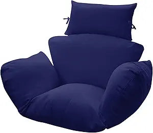 Outdoor egg Chair Cushion Replacement 47x31.5x4.7 Inch -Thicken Foldable Removable Waterproof Egg Chair Cushions with Headrest, Indoor Hanging Chair Cushion, Patio Swing Cushions,Machine Washable,Blue