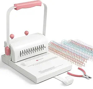 MAKEASY Binding Machine Hole Pitch 2:1 - Portable Book Binding Kit with 10PCS 5/8'' Binding Wires & Plier, for DIY Notebooks, Albums, Journals, and Calendars  Circle Holes, 20 Sheet Punch Capacity