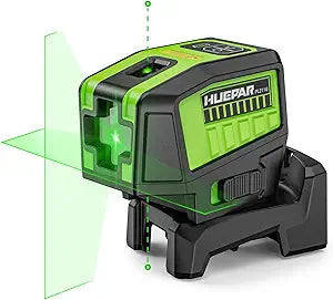 HUEPAR 2 Point and Cross Line Self Leveling Laser Alignment Tool with Plus Mode (98-165Ft), Laser Level & 2 Plumb Dots with 360 Magnetic Base Includes 2 AA Batteries & Hard Carrying Case - PL211G