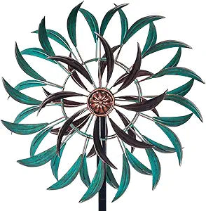 VEWOGARDEN 360 Outdoor Wind Spinner, Wind Sculpture Spinner with Metal Stake, Yard Art Decor for Patio, Lawn & Garden 63 * 13