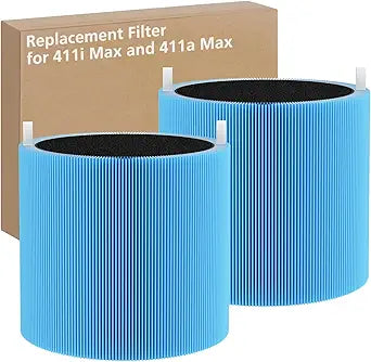 2 Pack 411i & 411a Max Replacement Filter Compatible with Blue Pure 411i & 411a Max Air Purifiers, HEPA & Activated Carbon Filter, Blue