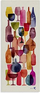 Wine Glass Abstract Kitchen, 10 x 24 Inch Canvas Wall Art