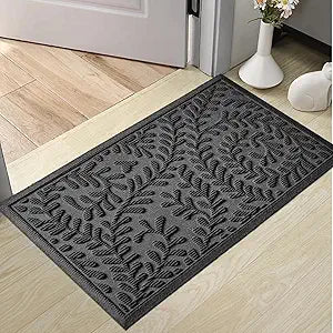 HIYARD Front Door Mat, Absorbent Dirt Trapping Welcome Door Mat Indoor Outdoor, Non Slip Entry Mat, Indoor Outdoor Door Mats, Fade Resistant, Low Profile Doormat for Entryway, 4732, Grey