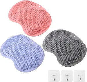 3PACK Silicone Shower Foot Scrubber,Wall Slip Suction Cups Body Scrubber