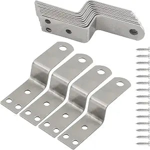 12Pcs 0.8" Silver Z-Shaped Brackets with Screws for Shelf Repair