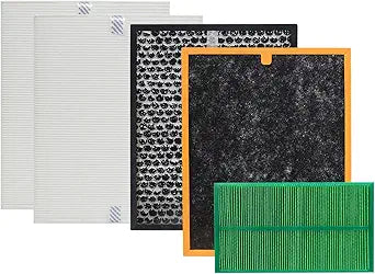 PUREBURG PR50 Replacement Filter Pack Compatible with Brondell REVIVE PR50-W PR50-B Air Purifier & Humidifier 2-IN-1, Complete Pack (All in 1)