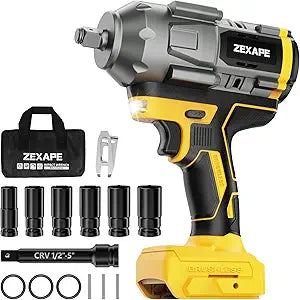 Cordless Impact Wrench 1/2 inch for Dewalt Battery, Impact Wrench 1360N.m(950Ft-lbs) High Torque Brushless Electric Impact Gun, Power Impact Driver with 3-Mode Speed, LED Work Light(no battery)