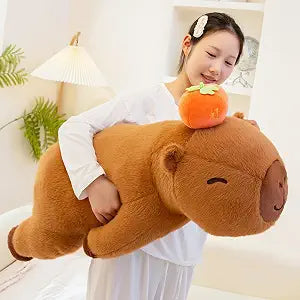 PEACH CAT Persimmon Capybara Plush 39.4" Long Capibara Stuffed Animal Cute Plushies Toys Gifts for Adults Brown