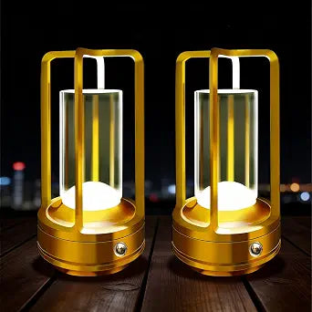 Rechargeable Table Lamp, 4000mAh Battery-Operated Cordless (Gold-2)
