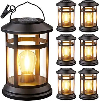 Solar Lanterns Outdoor Waterproof: 6 Pack Hanging Solar Lights for Outside Patio Porch Garden Tabletop Decor - Bright LED Warm White Solar Powered Lighting - Unique Gardening Gifts for Mom
