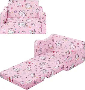 Comfy Kids Sofa Couch for Girls Aged 3+, Folding Children Chair for Bedroom Playroom Nursery
