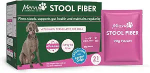 Mervue Stool Fiber for Dogs  Psyllium Husk Powder for Dogs that Boost Firm Stools  Large Dog Digestive Support with Live Probiotics and B-Vitamins for Sensitive Stomach Ease  21-Pack, 20g Each